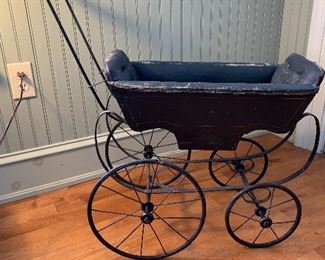 Antique horsehair child’s pram