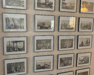 Amazing collection of framed Ottoman scenes provide visual impact and historicity.