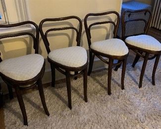 Unusual shape Viennese bentwood cafe chairs 