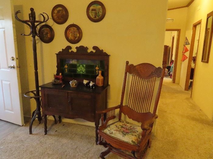 Antique Sideboard - Antique Glider - Vintage Hat Rack