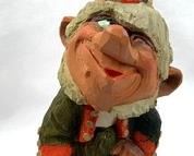 Henning Hand-Carved Wooden Troll with Singing Princess on His Head