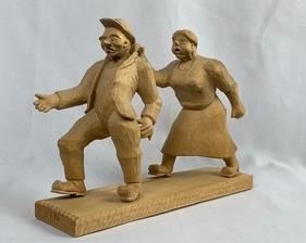 Hand Carved Norwegian Folk Art Leif Hauger Lundersefer Wood Sculpture