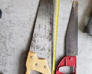 Large saw $4.50, Red handled saw $3.50