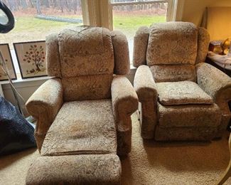 Matching recliners; 1980's; some wear