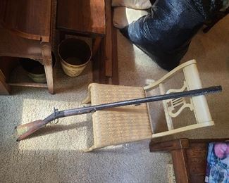 A.W.Spies 1850,s Double Barrel Percussion Rifle* top of the line for time made*Pierced Brass Patch box*Brass butt Plate*brass escutcheons*highly decorative scrolling on most brass*1/2 stock*1/2 bore hole (38 caliber?)*