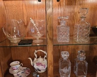 Some excellent crystal decanters ( one is Waterford)