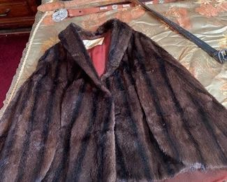 Mink cape with silk lining