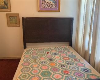 flower garden antique twin size quilt, full bed with box spring