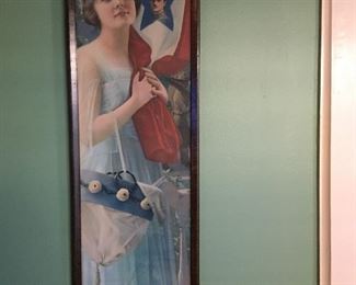 Antique Yard long Victorian Print of Miss Liberty