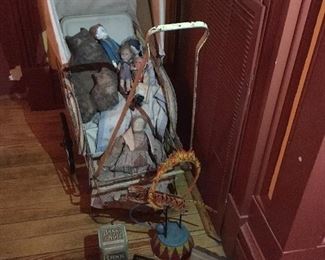 Antique Baby Stroller & toys.