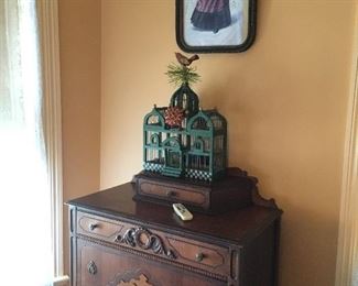 Antique Dresser, bird cage