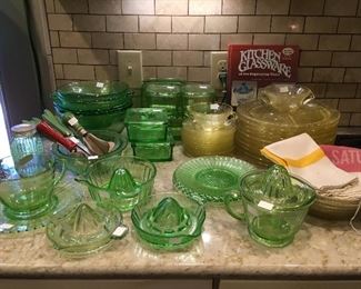 Antique Green Depression ware glass !