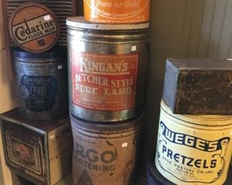 Large Antique Advertising Tin Cans