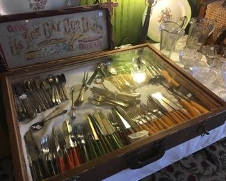 Antique Sterling & Silverplate Flatwear/silverware . Antique Bakelite silverware assorted colors!