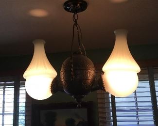 Antique Unusual Hanging Lamp! Great Globes!