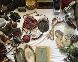 Antique Smalls, purses, matchsafes, shaving