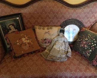 Antique Ribbon Pillows, Beautiful Doll