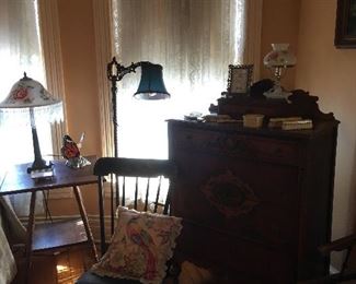 Antique Rocking Chair, Lamps