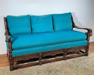 Lot 17 | ROMWEBER STYLE CARVED OAK SOFA