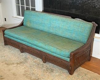 Lot 20 | ROMWEBER 'VIKING' CARVED OAK SOFA | Carved solid oak