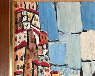 Lot 21 | TAMI, ABSTRACT CITYSCAPE | Oil on board, signed lower right
