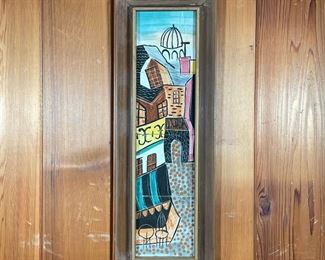 Lot 29 | PAINTED TILE PLAQUE, FRAMED