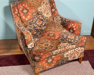Lot 33 | FABULOUS CUSTOM UPHOLSTERED ARMCHAIR | Karastan style pattern