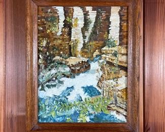 Lot 43 | IMPRESSIONIST WATERFALL SCENE | "Ausable Chasm, New York", signed lower right "M. Portulano"