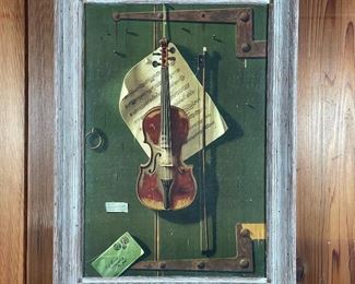 Lot 45 | FRAMED VIOLIN TROMPE L'OEIL PRINT 