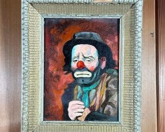 Lot 42 | SAD CLOWN OIL PAINTING | Signed lower left