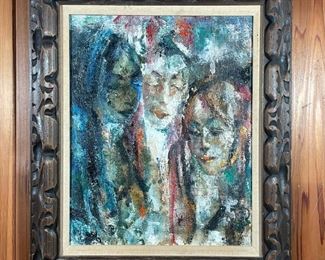 Lot 44 | FRAMED PAINTING of THREE WOMEN | Abstract expressionist style, oil on canvas