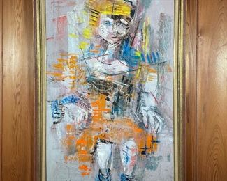 Lot 46 | VINTAGE OUTSIDER ART PORTRAIT of a GIRL | Oil on board, artist signed