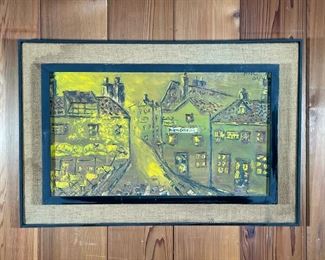 Lot 51 | FRENCH OUTSIDER ART TOWNSCAPE | Signed and dated 64