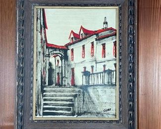 Lot 52 | VILLAGE SCENE PAINTING | Oil on canvas, signed