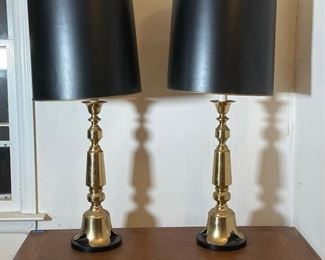 Lot 58 | PAIR TALL BRASS LAMPS