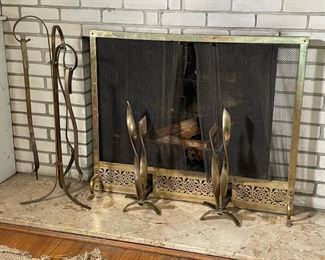 Lot 60 | (7pc) BRASS FIREPLACE TOOLS