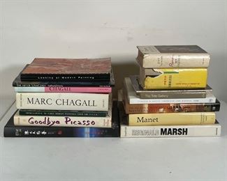 Lot 80 | (14pc) COLLECTION ART REFERENCE BOOKS | Great selection of coffee table books covering wonderful artists, including titles on Manet, Picasso, Van Gogh, Chagall, Renoir, Georgia O'Keefe, Reginald Marsh, and others, plus Petit LaRousse and Tate Gallery 