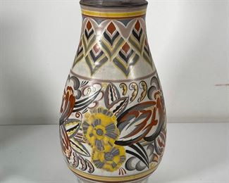 Lot 91 | TALL PAINTED POTTERY JAR