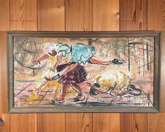 Lot 110 | LEAP FROG, OIL PAINTING | Signed lower right