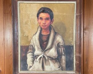 Lot 112 | FRAMED PORTRAIT of a BOY | Oil on canvas, titled "Young Man Primitivo" 