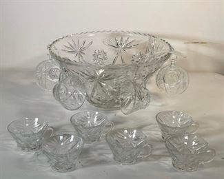 Lot 116 | CUT GLASS PUNCH BOWL SET