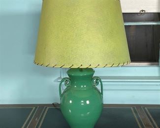 Lot 124 | ITALIAN CERAMIC LAMP | Green glazed amphora form