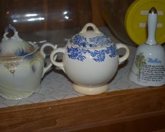 Collectible  Covered Sugar Bowls and Bell