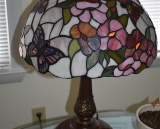 Beautiful "Butterfly" leaded Glass Lamp with heavy footed base