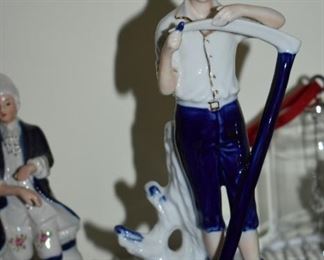 Flo Blue Figurine of Farm Boy with his Scythe and Dog
