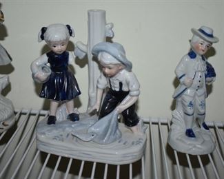 Flo Blue Figurine Boy and Girl at play together