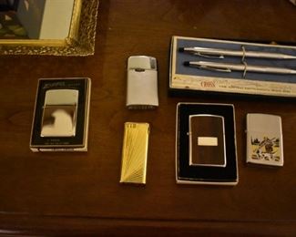 Vintage Cigarette Lighters and Vintage Cross Pens