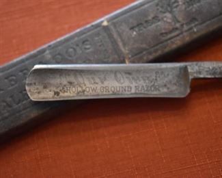 #2 is an Antique Straight Razor, entitled "Our Own" and Hollow Ground Razor on the Blade, made by H. Boker and Co. Germany #1061 it comes complete with very nice original case embossed with  "H. Boker and Co's Unrivaled Razor, Germany" plus the Trade Mark Tree Symbol.