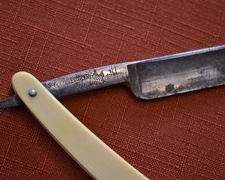 #1 is an Antique Shumate Barber Deluxe Straight Razor made by the Shumate Cutlery Co. in St. Louis, Mo.