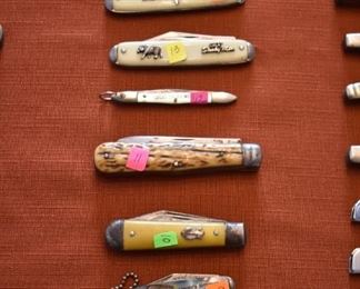 Pocket Knife Collection:                                                                8. Frontier                                                                                               
9. Lincolns Birthplace, KY                                                           
10. USA                                                                                                 11. A.W. Wadsworth and Sons, Germany                         
12. Great Smoky Mtns., mother of pearl, USA               13. Great Smoky Mtns. with Bear, USA                             
14. Great Smoky Mtns. Souvenir, USA                               15. Pakistan 